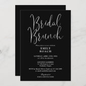 Schwarz-Weiß-Moderne Script Bridal Bounch-Dusche Einladung (Vorne/Hinten)