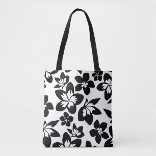 Schwarz-weiß Moderne Silhouette Blumendruck Tasche