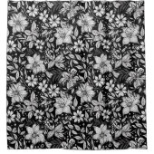 Schwarz-weiß Moderne Vintage botanische Blüte Duschvorhang (Vorderseite)