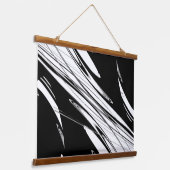 Schwarz-Weiß-Moderne Wandteppich Mit Holzrahmen (Gewinkelt)