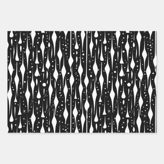 Schwarz-Weiß-Moderne Weihnachten Geschenkpapier Set (Vorderseite 3)