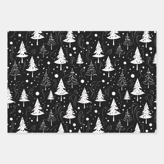Schwarz-Weiß-Moderne Weihnachten Geschenkpapier Set (Vorderseite)