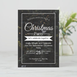 Schwarz-Weiß-Moderne Weihnachts-Party Einladung