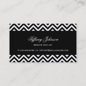 Schwarz-Weiß-moderne Zickzack Streifen Visitenkarte (Rückseite)