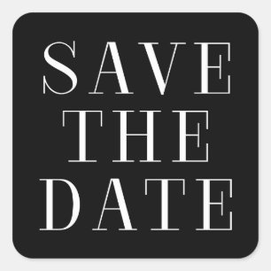 Schwarz-weiß moderner Aufkleber SAVE THE DATE