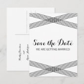 Schwarz-weiß Moderner Deko Save the Date Postkarte (Vorne/Hinten)
