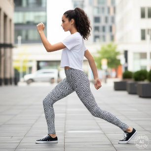 Schwarz-weiß moderner geometrischer psychedelische leggings