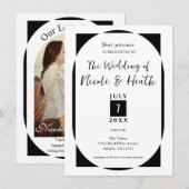 Schwarz/Weiß Moderner Minimal Save the Date Einladung (Vorne/Hinten)