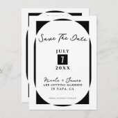 Schwarz/Weiß Moderner Minimal Save the Date Einladung (Vorne/Hinten)