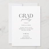 Schwarz + Weiß Moderner Minimalistischer Abschluss Einladung (Rückseite)