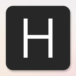 Schwarz/Weiß Moderner Minimalistischer Brief Quadratischer Aufkleber