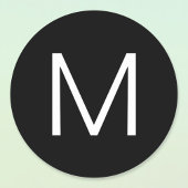 Schwarz/Weiß Moderner Minimalistischer Brief Runder Aufkleber