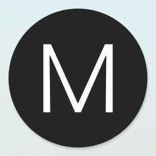 Schwarz/Weiß Moderner Minimalistischer Brief Runder Aufkleber