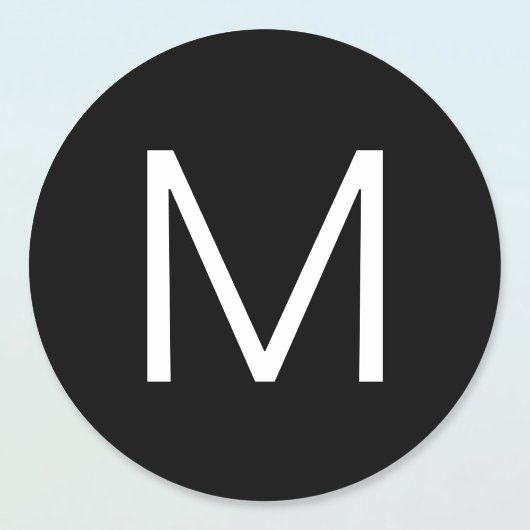 Schwarz/Weiß Moderner Minimalistischer Brief Runder Aufkleber