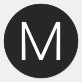 Schwarz/Weiß Moderner Minimalistischer Brief Runder Aufkleber (Vorderseite)