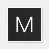 Schwarz/Weiß Moderner Minimalistischer Brief Serviette (Vorderseite)