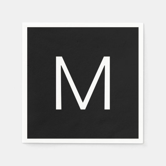 Schwarz/Weiß Moderner Minimalistischer Brief Serviette (Vorderseite)