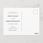 Schwarz-Weiß Moderner Minimalistischer Ehering Postkarte (Rückseite)