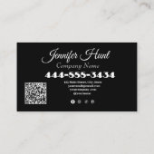 Schwarz/Weiß Moderner Minimalistischer QR-Code Visitenkarte (Rückseite)