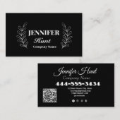 Schwarz/Weiß Moderner Minimalistischer QR-Code Visitenkarte (Vorne/Hinten)