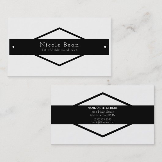 Schwarz & Weiß Moderner Rustikaler Schwarzer Diama Visitenkarte (Vorne/Hinten)