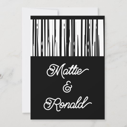 Schwarz-Weiß Moderner Streifen Elegant Minimalisti Einladung (Rückseite)