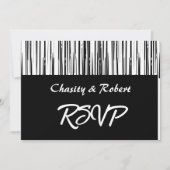 Schwarz-Weiß Moderner Streifen Elegant Minimalisti Einladung (Vorderseite)