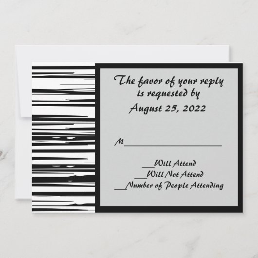 Schwarz-Weiß Moderner Streifen Elegant Minimalisti Einladung (Rückseite)