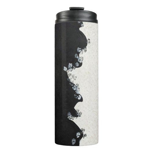 Schwarz-weiß moderner Thermobecher Thermosbecher (Vorderseite)