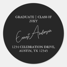 Schwarz-weiß Modernes Abschluss Rücksendeadresse S Runder Aufkleber