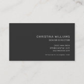 Schwarz-weiß Modernes Berufliches Minimalistisch Visitenkarte (Rückseite)
