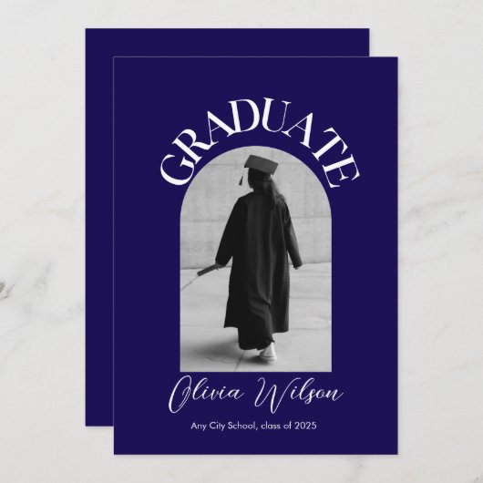 Schwarz-Weiß-Modernes Foto mit elegantem Abschluss Einladung (Vorne/Hinten)