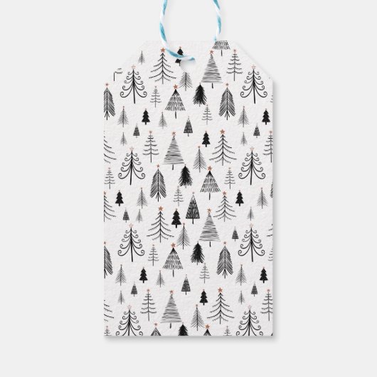 Schwarz-weiß Modernes, fröhliches Weihnachtsbaum-F Geschenkanhänger (Rückseite)