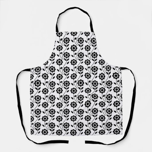 Schwarz-weiß modernes geometrisches Blumenmuster Schürze (Vorderseite)