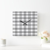 Schwarz-Weiß-Modernes Gitter Quadratische Wanduhr (Zuhause)