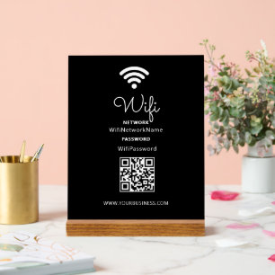 Schwarz-weiß modernes Herz Business-Wifi-Passwort Acrylschild