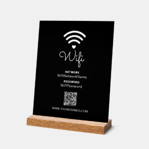 Schwarz-weiß modernes Herz Business-Wifi-Passwort Acrylschild