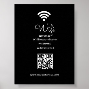 Schwarz-weiß modernes Herz Business-Wifi-Passwort Poster