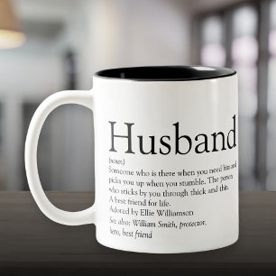 Schwarz-weiß modernes, kühles Ehemann-Definition  Zweifarbige Tasse