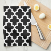 Schwarz-Weiß-Modernes marokkanisches Muster Geschirrtuch (Viertel Falte)