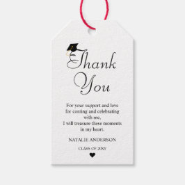 Schwarz-weiß Modernes Minimal Vielen Dank Abschlus Geschenkanhänger