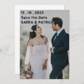 Schwarz-Weiß-Modernes Minimales Foto Save the Date Einladung (Vorne/Hinten)