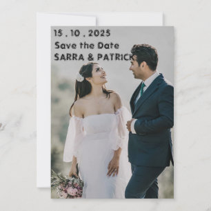 Schwarz-Weiß-Modernes Minimales Foto Save the Date Einladung