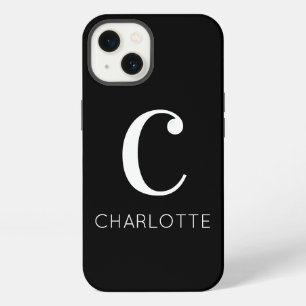 Schwarz-weiß modernes minimales Monogramm-Name iPhone 13 Hülle