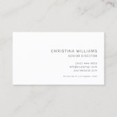 Schwarz-weiß Modernes Minimalistisches Beruflich Visitenkarte (Rückseite)