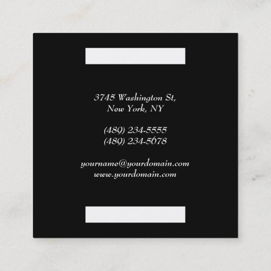 Schwarz-weiß Modernes, Minimalistisches Berufliche Quadratische Visitenkarte (Rückseite)