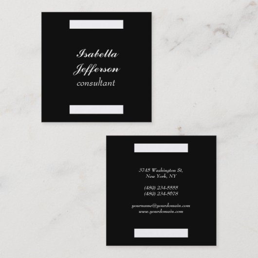Schwarz-weiß Modernes, Minimalistisches Berufliche Quadratische Visitenkarte (Vorne/Hinten)