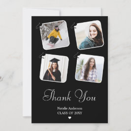 Schwarz/Weiß Modernes Minimalistisches Foto Abschl Dankeskarte