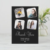 Schwarz/Weiß Modernes Minimalistisches Foto Abschl Dankeskarte (Stehend Vorderseite)