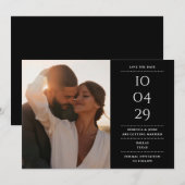 Schwarz-Weiß-modernes Minimalistisches HochzeitsFo Save The Date (Vorne/Hinten)